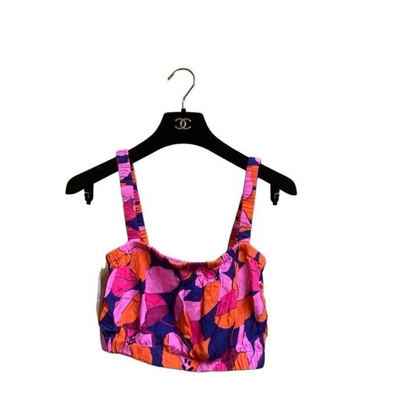 Abel The Label Ladies Multicolor Floral Rayon Sleeveless Crop Tank Top Size XS - Picture 2 of 9